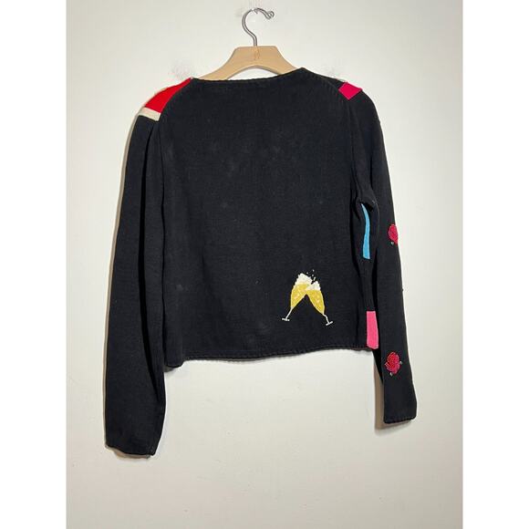 Michael Simon 90s VTG Beaded Novelty Celebration Colorblock Opera NYE Sweater L - Picture 10 of 10